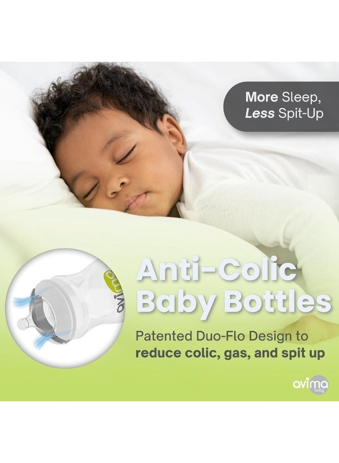 Avima 9 oz Anti Colic Baby Bottles, BPA Free, Wide Neck with Medium Flow (Set of 6) - Image 3